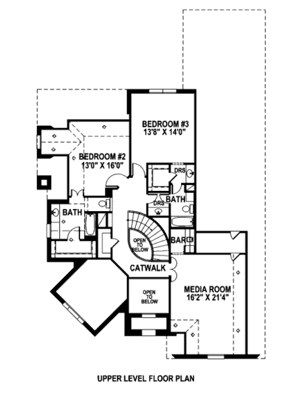 Floor Plan - Upper Floor for European House Plan #141-297 - 3 bed, 3.5 bath