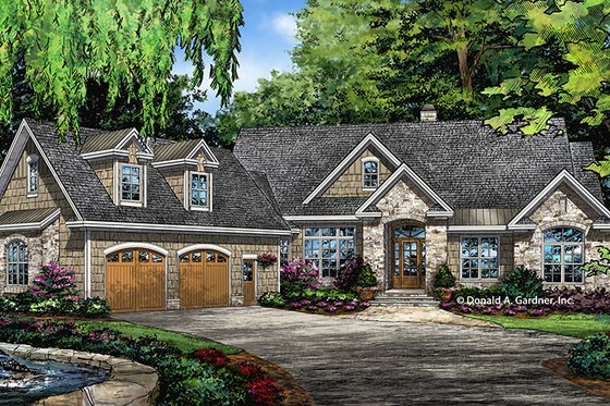 Exterior - Front Elevation 3 for European House Plan #929-1003 - 4 bed, 3 bath