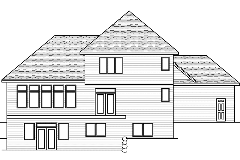 Home Plan - Exterior - Rear Elevation for European House Plan #51-618 - 3 bed, 2.5 bath