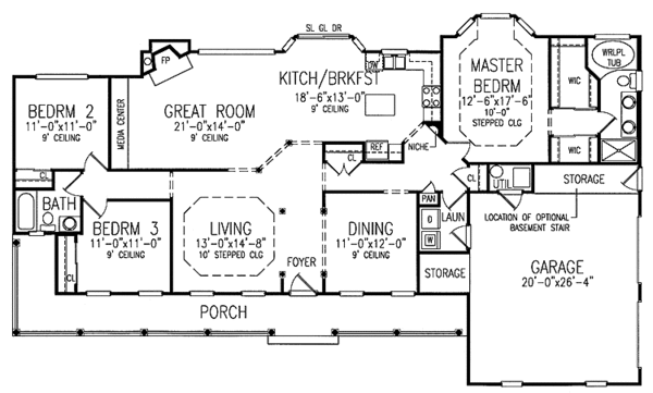 House Design - Country Floor Plan - Main Floor Plan #314-182