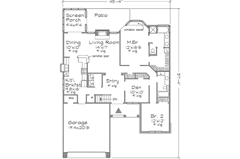 Home Plan - Floor Plan - Main Floor for Ranch House Plan #320-519 - 2 bed, 2 bath