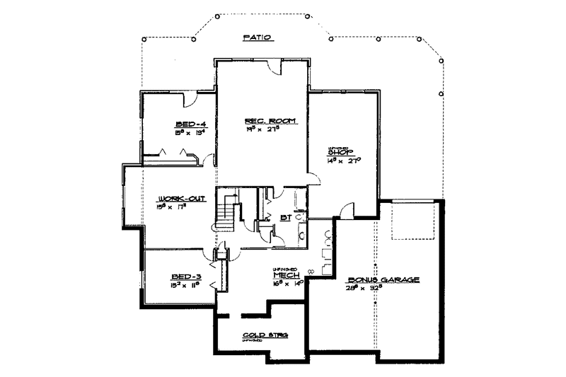Home Plan - Floor Plan - Lower Floor for Country House Plan #308-282 - 3 bed, 2 bath