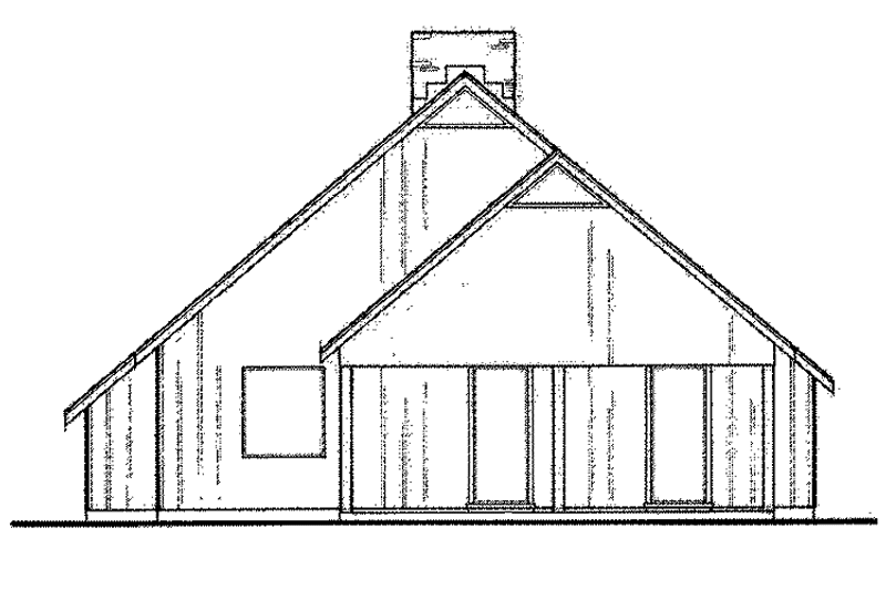 House Blueprint - Exterior - Rear Elevation for Cabin House Plan #45-438 - 2 bed, 1 bath