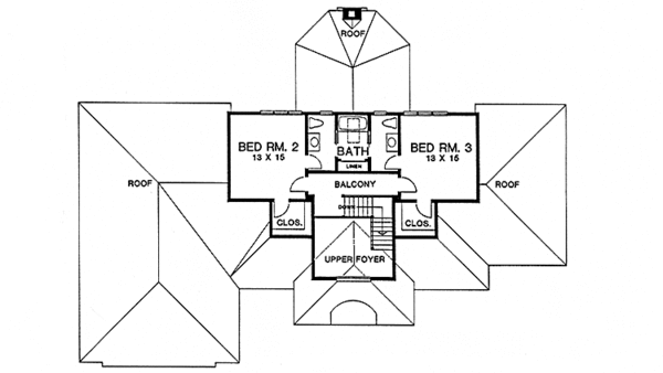 House Blueprint - European Floor Plan - Upper Floor Plan #1001-111