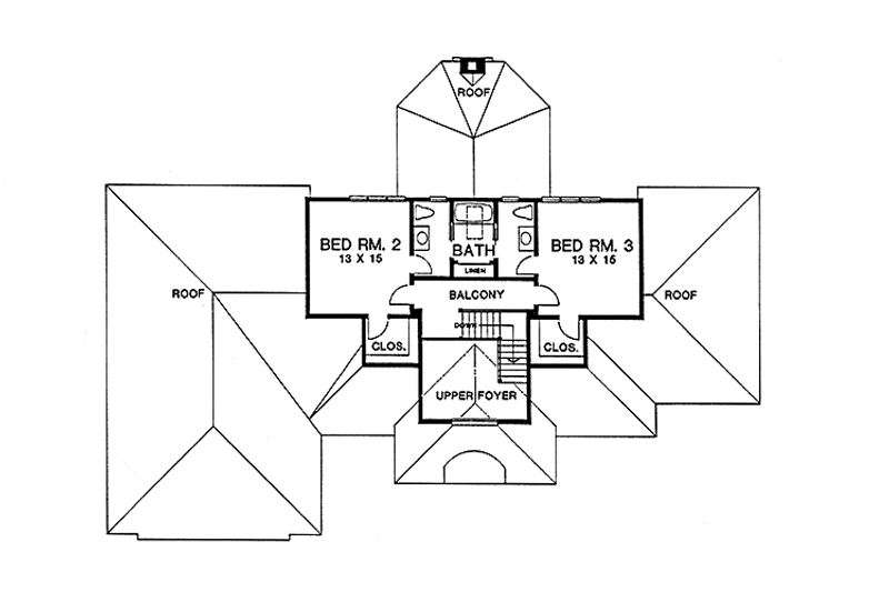 Dream House Plan - Floor Plan - Upper Floor for European House Plan #1001-111 - 3 bed, 2.5 bath