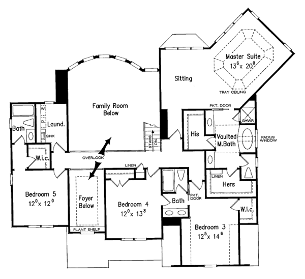 House Design - Colonial Floor Plan - Upper Floor Plan #927-832