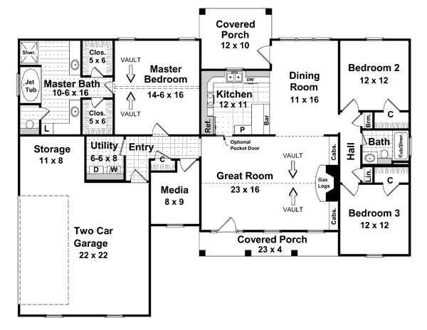 Architectural House Design - Traditional Floor Plan - Main Floor Plan #21-133