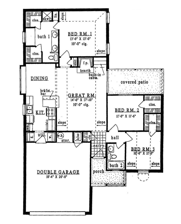 Architectural House Design - Ranch Floor Plan - Main Floor Plan #42-583