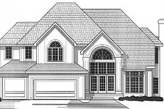 Exterior - Front Elevation for European House Plan #67-599 - 4 bed, 3.5 bath