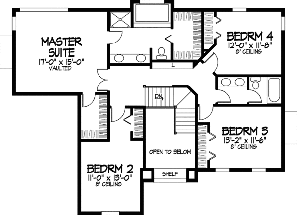 Home Plan - Colonial Floor Plan - Upper Floor Plan #320-885