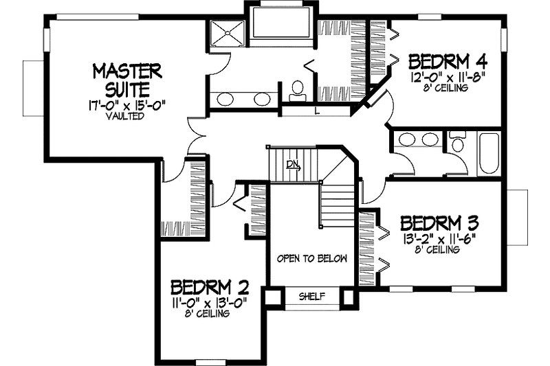 Dream House Plan - Floor Plan - Upper Floor for Colonial House Plan #320-885 - 4 bed, 2.5 bath