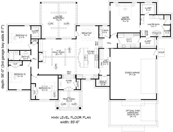 Farmhouse Floor Plan - Main Floor Plan #932-1212