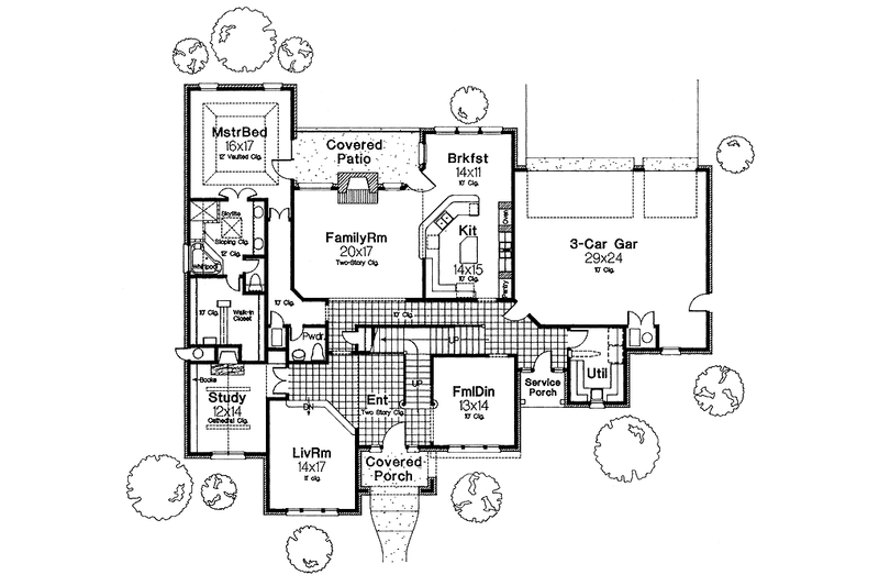 Home Plan - Floor Plan - Main Floor for Tudor House Plan #310-1089 - 4 bed, 3.5 bath