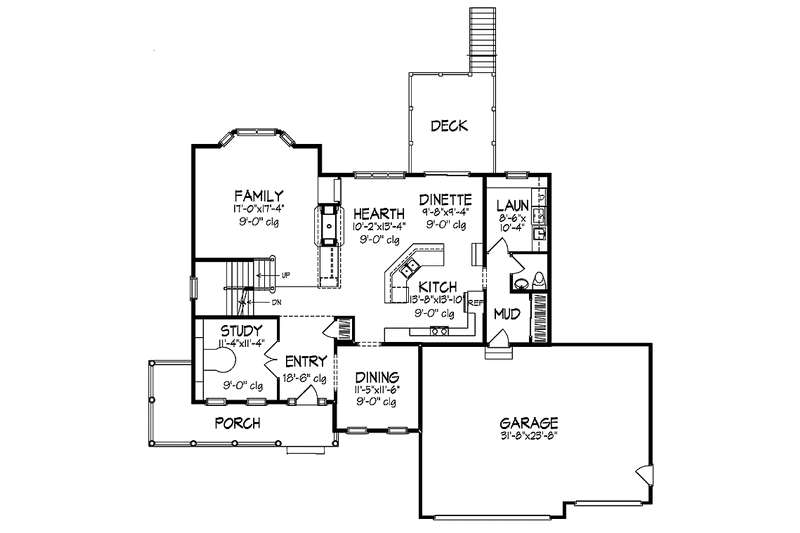 Dream House Plan - Floor Plan - Main Floor for Country House Plan #320-916 - 4 bed, 2.5 bath