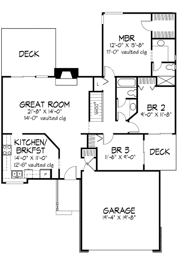 Architectural House Design - Craftsman Floor Plan - Main Floor Plan #320-755