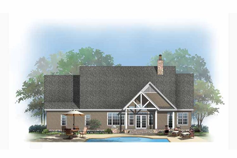 House Design - Exterior - Rear Elevation 1 for Craftsman House Plan #929-875 - 3 bed, 2 bath