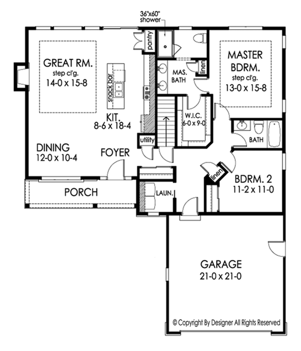 House Plan Design - Ranch Floor Plan - Main Floor Plan #1010-180