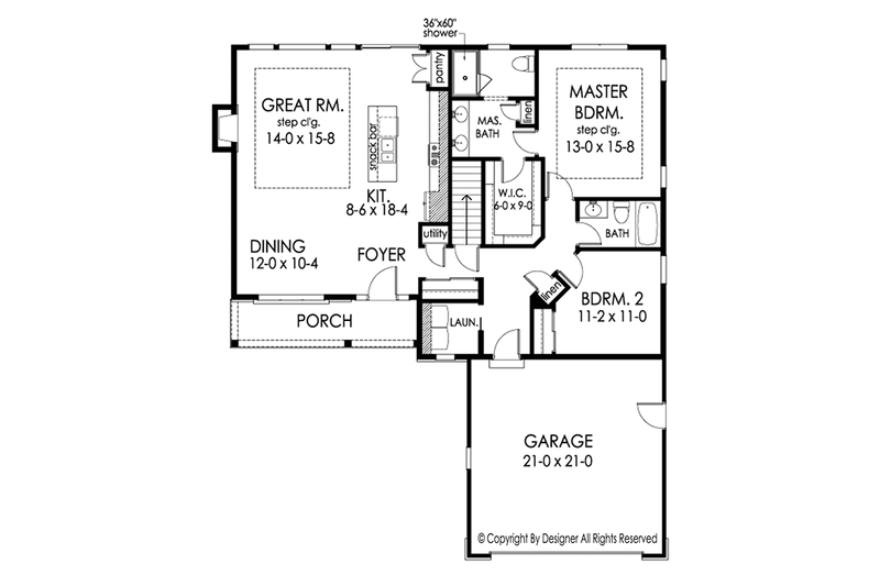 Dream House Plan - Floor Plan - Main Floor for Ranch House Plan #1010-180 - 2 bed, 2 bath