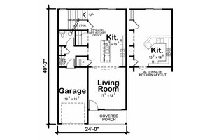 Floor Plan - Main Floor for Traditional House Plan #20-2177 - 3 bed, 2.5 bath