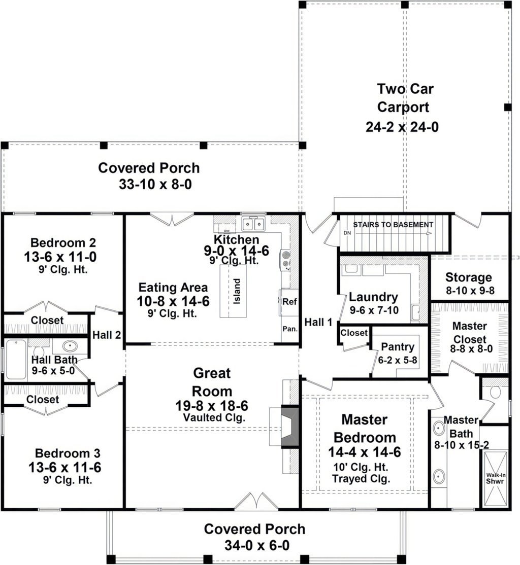 Farmhouse Style House Plan - 3 Beds 2 Baths 1832 Sq/Ft Plan #21-641 ...