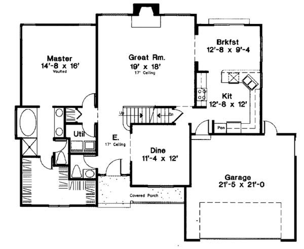 House Blueprint - Country Floor Plan - Main Floor Plan #300-138