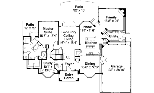 Mediterranean Floor Plan - Main Floor Plan #124-350