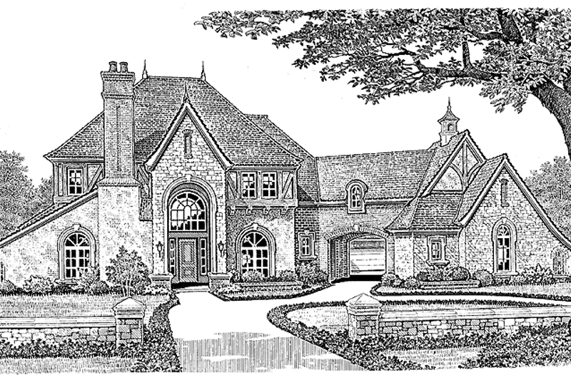 Architectural House Design - Exterior - Front Elevation 3 for European House Plan #310-1187 - 4 bed, 3.5 bath