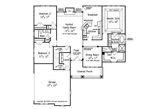 Floor Plan - Main Floor for Craftsman House Plan #927-929 - 3 bed, 2 bath