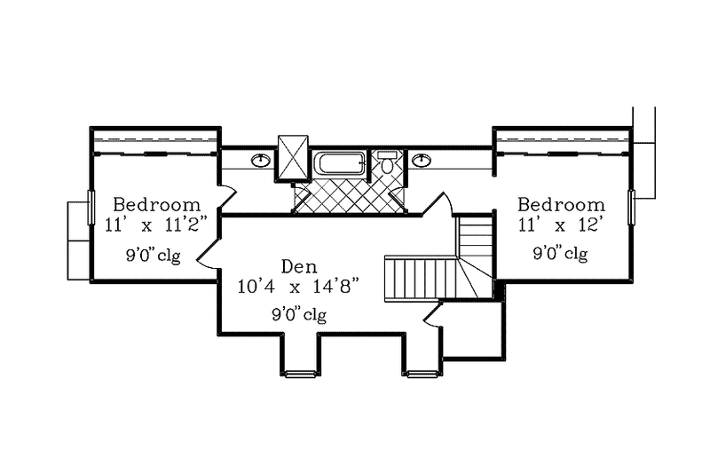 House Blueprint - Floor Plan - Upper Floor for Country House Plan #985-12 - 4 bed, 3 bath