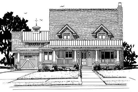 Exterior - Front Elevation 3 for Craftsman House Plan #942-52 - 3 bed, 3 bath
