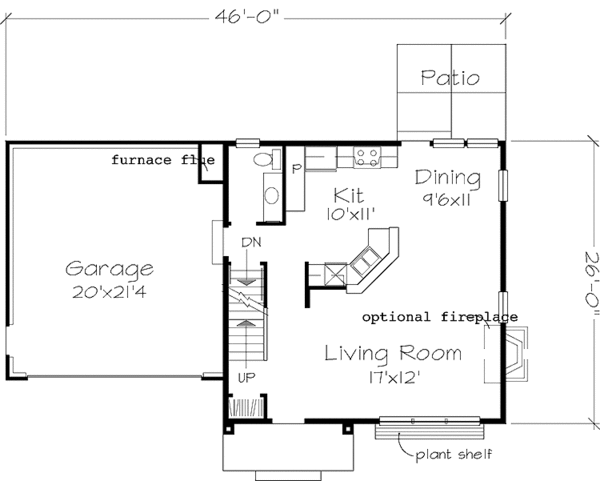 Architectural House Design - Colonial Floor Plan - Main Floor Plan #320-1054
