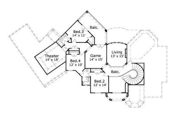 Floor Plan - Upper Floor for European House Plan #411-666 - 4 bed, 3.5 bath