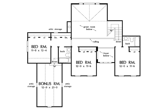 Floor Plan - Upper Floor for Colonial House Plan #929-632 - 4 bed, 3.5 bath