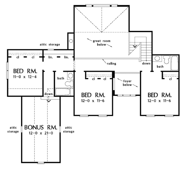 Colonial Floor Plan - Upper Floor Plan #929-632