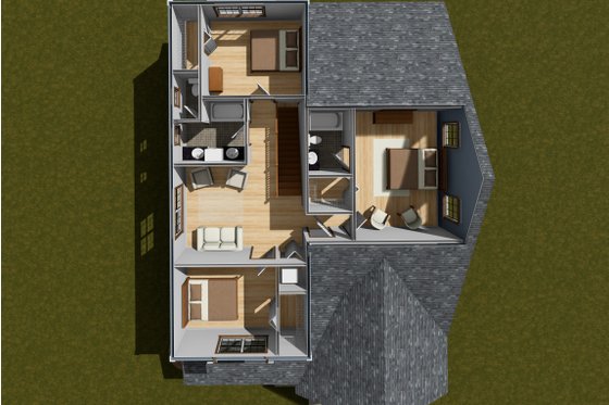 Floor Plan - Upper Floor 1 for Cottage House Plan #513-2281 - 4 bed, 3.5 bath