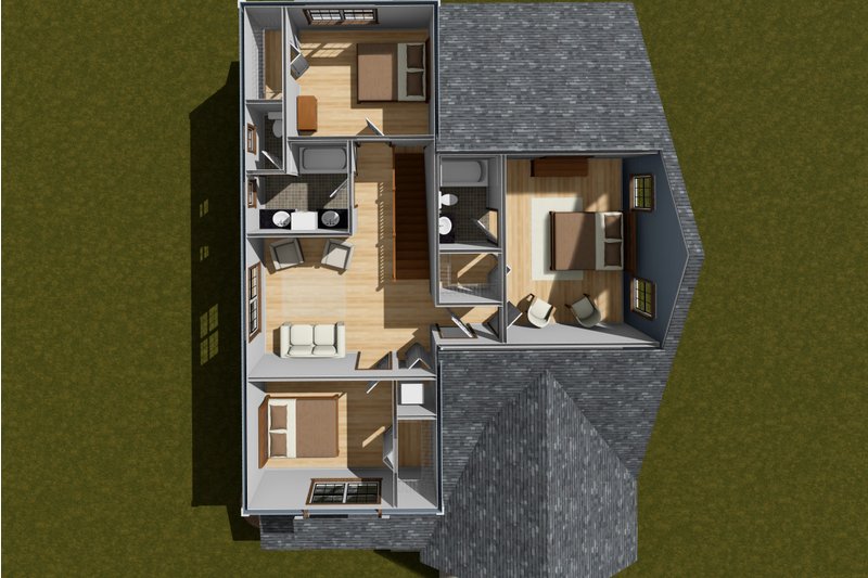 House Design - Floor Plan - Upper Floor 1 for Cottage House Plan #513-2281 - 4 bed, 3.5 bath