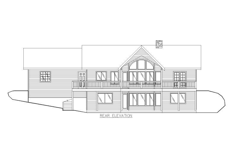 House Design - Exterior - Rear Elevation for Craftsman House Plan #117-1117 - 4 bed, 2.5 bath