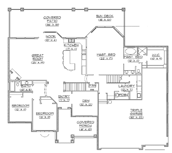Architectural House Design - Country Floor Plan - Main Floor Plan #945-47