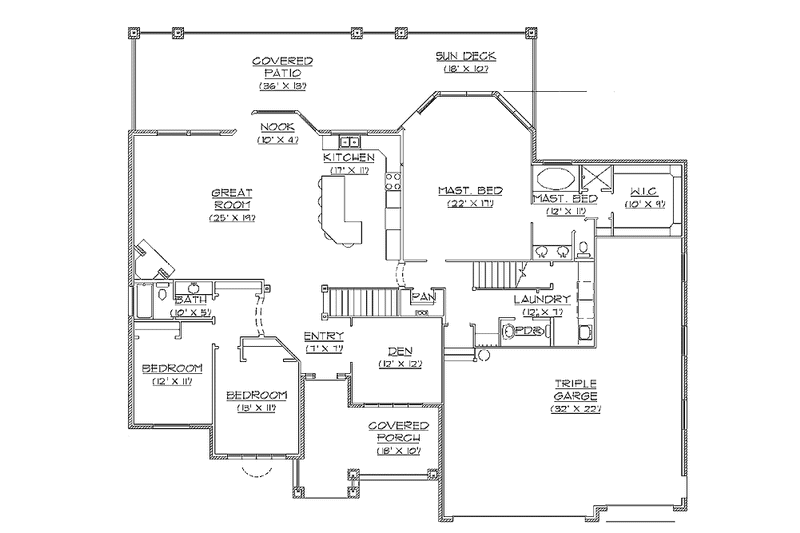 House Plan Design - Floor Plan - Main Floor for Country House Plan #945-47 - 3 bed, 2.5 bath