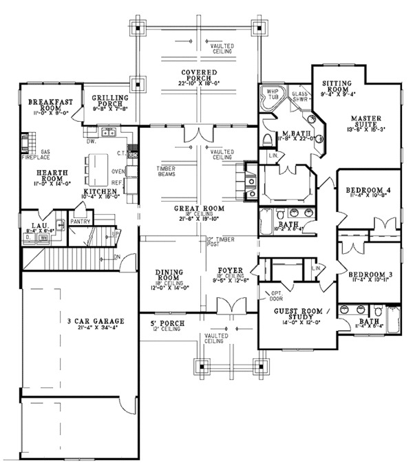 Architectural House Design - Traditional Floor Plan - Main Floor Plan #17-3316