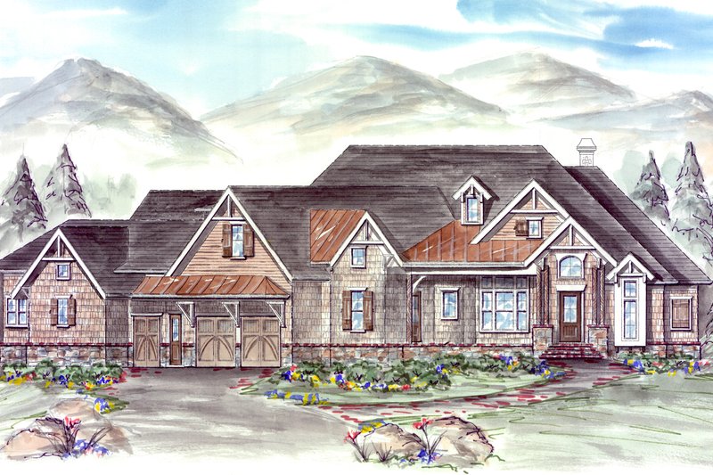 Dream House Plan - Craftsman Exterior - Front Elevation Plan #54-405