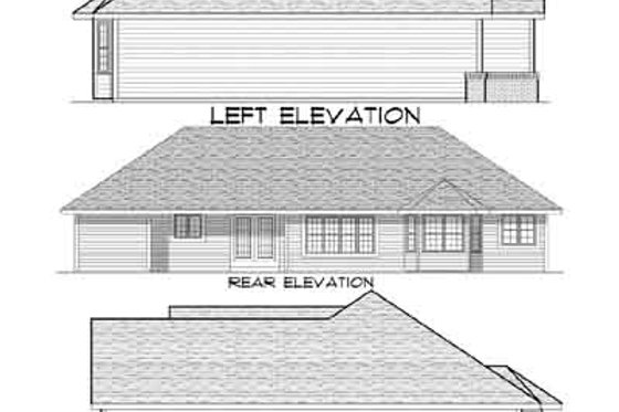Exterior - Rear Elevation for Ranch House Plan #70-650 - 3 bed, 2 bath
