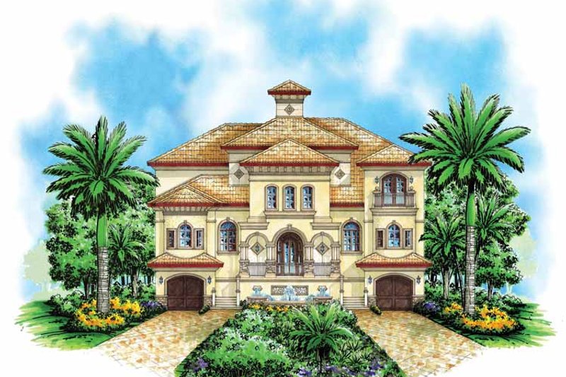Architectural House Design - Mediterranean Exterior - Front Elevation Plan #1017-111