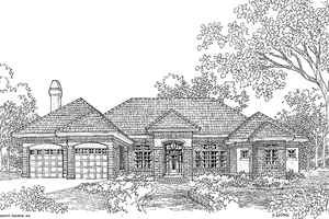 Exterior - Front Elevation 3 for Mediterranean House Plan #929-298 - 4 bed, 3 bath