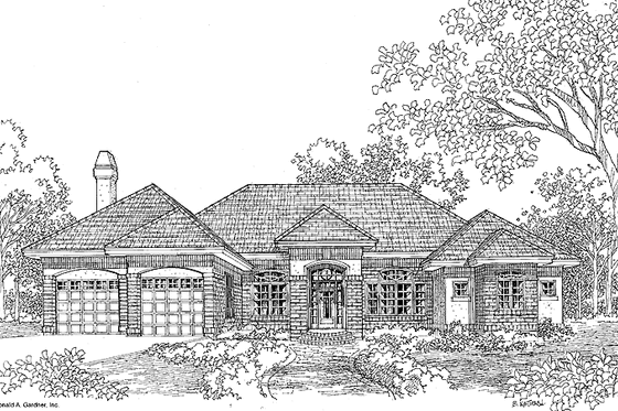Exterior - Front Elevation 3 for Mediterranean House Plan #929-298 - 4 bed, 3 bath