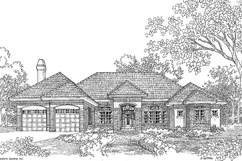 Home Plan - Exterior - Front Elevation 3 for Mediterranean House Plan #929-298 - 4 bed, 3 bath