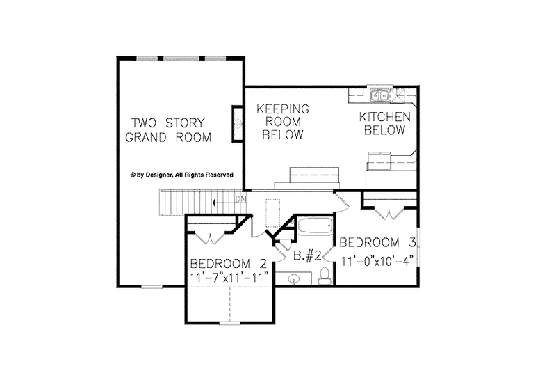 House Blueprint - Floor Plan - Upper Floor for Traditional House Plan #54-355 - 3 bed, 2.5 bath