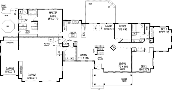 House Design - Ranch Floor Plan - Main Floor Plan #60-273