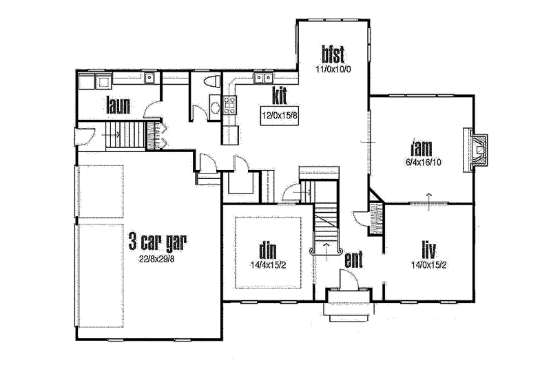 Dream House Plan - Floor Plan - Main Floor for Traditional House Plan #435-8 - 4 bed, 2.5 bath