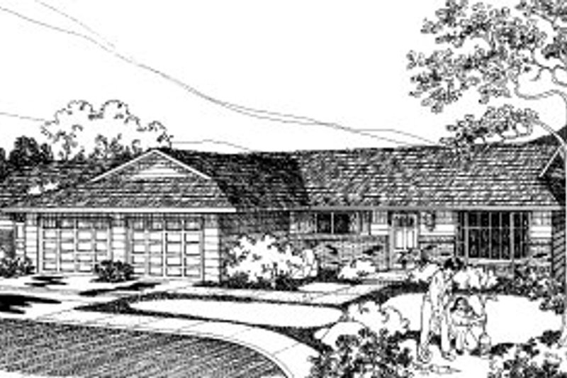 Exterior - Front Elevation 2 for Ranch House Plan #303-452 - 3 bed, 1 bath